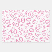 Feuille De Papier Cadeau 40e anniversaire rose et blanc Motif numéro 40 (Devant 2)