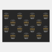 Feuille De Papier Cadeau 40th Birthday born 1983 Ajouter Nom Black Gold (Devant)