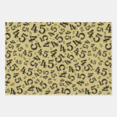 Feuille De Papier Cadeau 45e anniversaire Noir/Or Random Numéro Motif 45 (Devant 2)