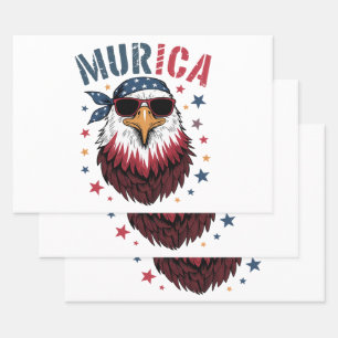 Feuille De Papier Cadeau 4 juillet Patriotique Drôle Aigle USA