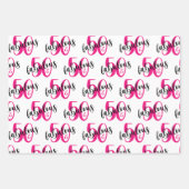 Feuille De Papier Cadeau 50 et fabuleux 50e anniversaire rose noir (Devant)