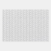 Feuille De Papier Cadeau 50e anniversaire Blanc Noir Typographie Stripes Ch (Devant 3)