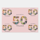 Feuille De Papier Cadeau 50e anniversaire de fête Photo Collage Dusty Blush (Devant)