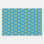 Feuille De Papier Cadeau 50e Anniversaire Numéros Bleu Vert (Devant 2)