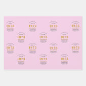 Feuille De Papier Cadeau 50th Birthday 1973 Ajouter Nom Rose Grey (Devant)