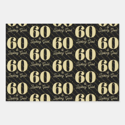 Feuille De Papier Cadeau 60 et beau anniversaire (Devant)
