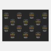 Feuille De Papier Cadeau 60e anniversaire 1962 Black Gold Chic Elegant (Devant 3)