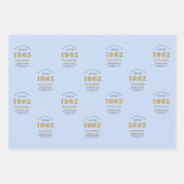 Feuille De Papier Cadeau 60e anniversaire 1962 Elégant Gold Blue Grey (Devant 3)
