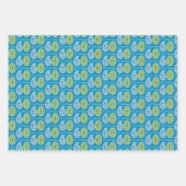Feuille De Papier Cadeau 60e anniversaire chiffres bleu vert (Devant 2)