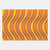 Feuille De Papier Cadeau 60s super les années 70 Abstrait Wavy Lines Orange (Devant 3)