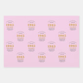 Feuille De Papier Cadeau 60th Birthday 1965 Ajouter Nom Rose Grey (Devant)
