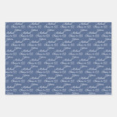 Feuille De Papier Cadeau 65 ans Marine Bleue 65e anniversaire (Devant 3)