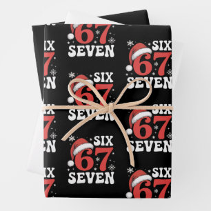 Feuille De Papier Cadeau 67 Chapeau de Père Noël Noël Six Sept Blagues