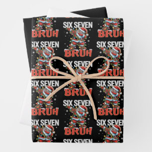 Feuille De Papier Cadeau 67 Six Seven Burh Père Noël Dab Noël 6 7 Meme