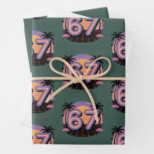 Feuille De Papier Cadeau 6 7 Six Seven Vaporwave Génération Z Alpha Mème