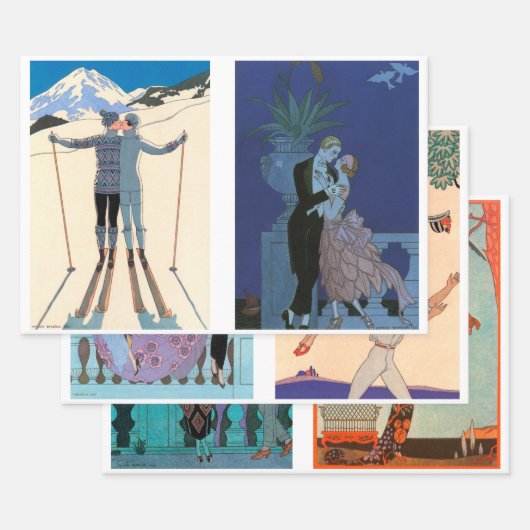 Feuille De Papier Cadeau 6 designs différents par George Barbier (Lot)