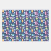 Feuille De Papier Cadeau 70e anniversaire gâteau présente Ballons Bleu (Devant 3)