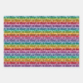 Feuille De Papier Cadeau 70e anniversaire Rainbow Stripes (Devant 3)