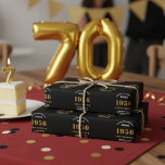 Feuille De Papier Cadeau 70th Birthday born 1956 Ajouter Nom Black Gold<br><div class="desc">Un design personnalisé de papier d'emballage pour cette fête d'anniversaire pour une personne spéciale. Ajoutez le nom à ce design vintage de style rétro noir et or pour un cadeau d'anniversaire personnalisé. Modifiez facilement le nom et l'année avec le modèle fourni. Un merveilleux cadeau d'anniversaire personnalisé. Plus de cadeaux et...</div>