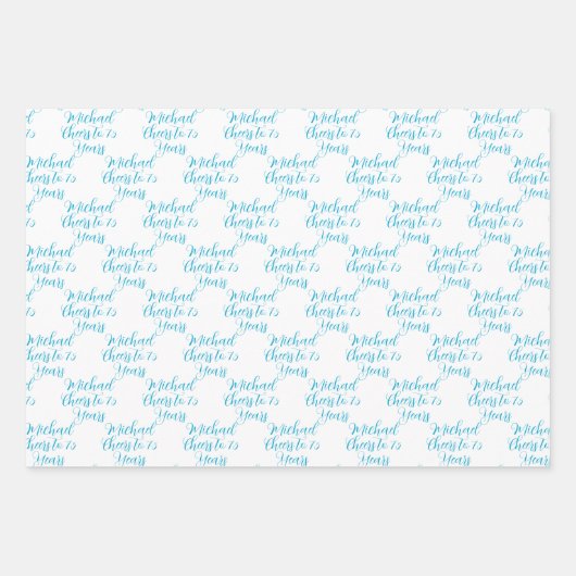 Feuille De Papier Cadeau 75 ans Marine Bleue 75e (Devant 2)