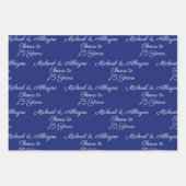 Feuille De Papier Cadeau 75 ans Marine Blue 75e anniversaire (Devant 3)