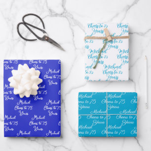 Feuille De Papier Cadeau 75 ans Royal Blue Marine 75e