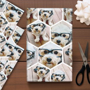 Feuille De Papier Cadeau 7 Photo Collage - motif hexagone funky