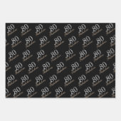 Feuille De Papier Cadeau 80 et fabuleux Elegant Black 80e anniversaire (Devant 3)
