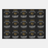Feuille De Papier Cadeau 80e anniversaire Black Gold Legendary Retro (Devant)