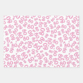 Feuille De Papier Cadeau 80e anniversaire Motif des numéros rose et blanc 8 (Devant 2)