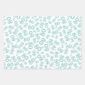 Feuille De Papier Cadeau 80e anniversaire Turquoise & blanc Motif 80 (Devant 2)