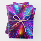 Feuille De Papier Cadeau 80s 90s brillant noir rose brillant Lasers (En situation)