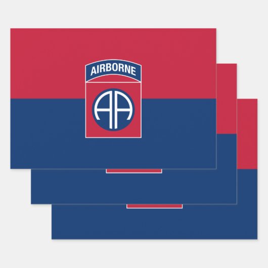 Feuille De Papier Cadeau 82e division aérienne Flag Military Vétéran (Lot)