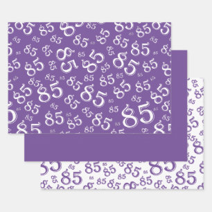 Feuille De Papier Cadeau 85e jalon Anniversaire Purple Numéro Motif 85