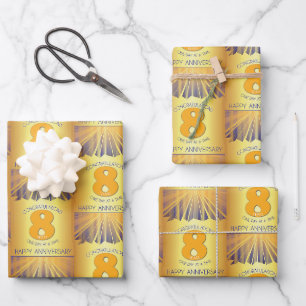 Feuille De Papier Cadeau 8 ans Golden Ray 12 étapes d'anniversaire