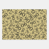Feuille De Papier Cadeau 90e anniversaire Black & Gold Random Number Motif (Devant 2)