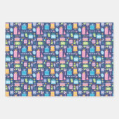 Feuille De Papier Cadeau 90e anniversaire gâteau présente Ballons Bleu (Devant 2)