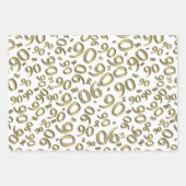 Feuille De Papier Cadeau 90e anniversaire Gold & White Random Number Motif (Devant)