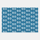 Feuille De Papier Cadeau 90e anniversaire Noir blanc chiffres de typographi (Devant 3)