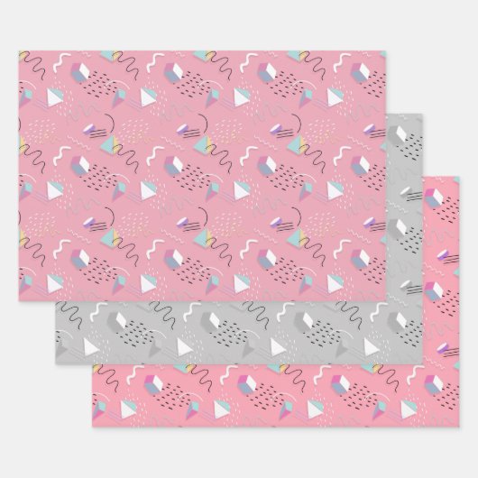 Feuille De Papier Cadeau 90s Géométrie et gigognes (Lot)