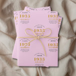 Feuille De Papier Cadeau 90th Birthday 1935 Ajouter Nom Rose Grey<br><div class="desc">Un design personnalisé de papier d'emballage pour cette fête d'anniversaire pour une personne spéciale. Ajoutez le nom à ce design vintage de style rétro rose et gris pour un cadeau d'anniversaire personnalisé. Modifiez facilement le nom et l'année avec le modèle fourni. Un merveilleux cadeau d'anniversaire personnalisé. Plus de cadeaux et...</div>