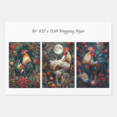 Feuille De Papier Cadeau A4 Rooster Collection Wrapping Paper Decoupage  (Devant 2)