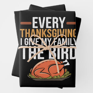 Feuille De Papier Cadeau À chaque Thanksgiving, je fais un doigt à ma fami