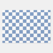 Feuille De Papier Cadeau à damiers bleu/gris et blanc (Devant 2)