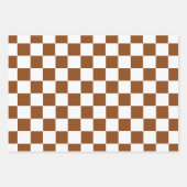Feuille De Papier Cadeau à damiers Brown et blanc (Devant)