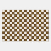 Feuille De Papier Cadeau À damiers Brown et blanche antique (Devant)