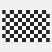 Feuille De Papier Cadeau à damiers carré noir et blanc (Devant)