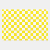 Feuille De Papier Cadeau à damiers jaune et blanc (Devant)