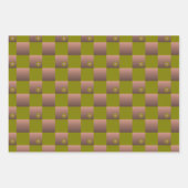 Feuille De Papier Cadeau à damiers motif en brun et vert olive (Devant 2)