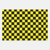 Feuille De Papier Cadeau à damiers noir et jaune (Devant 3)
